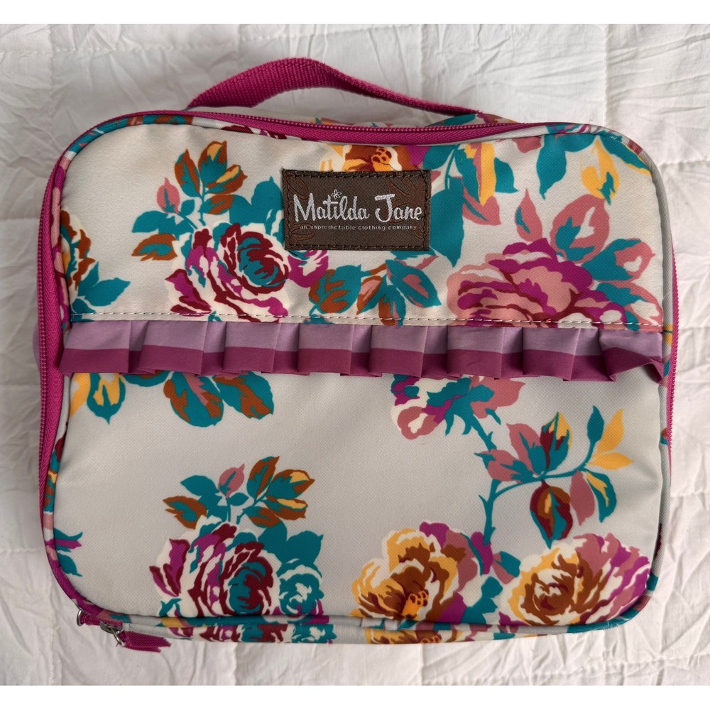 Matilda Jane Floral Ruffle Insulated Lunch Box Pink Striped Boutique Bag